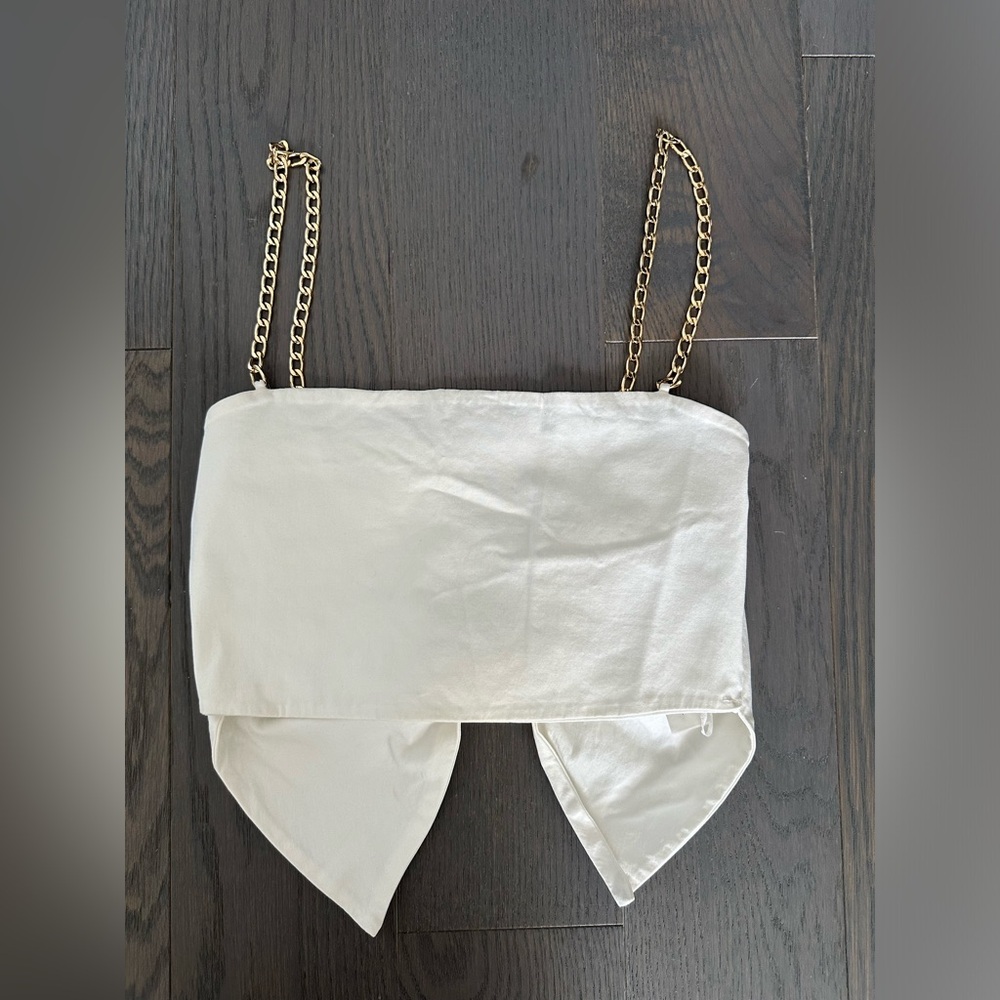 Zara - white crop details w box and gold straps - XS